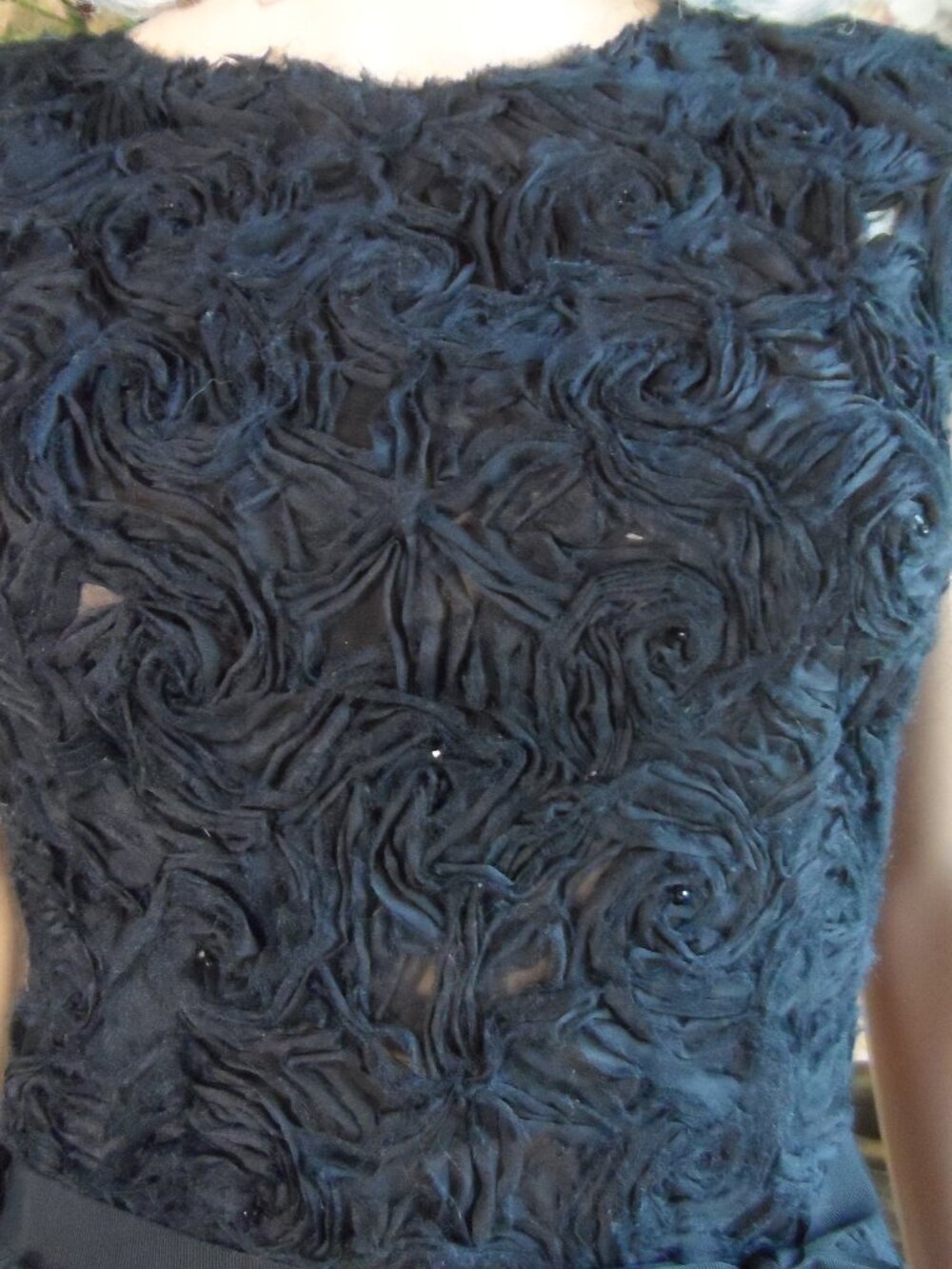 Lanvin Été 2004 Black Silk Rosette Sheath Dress Size FR 40 US 8 - Picture 7 of 16
